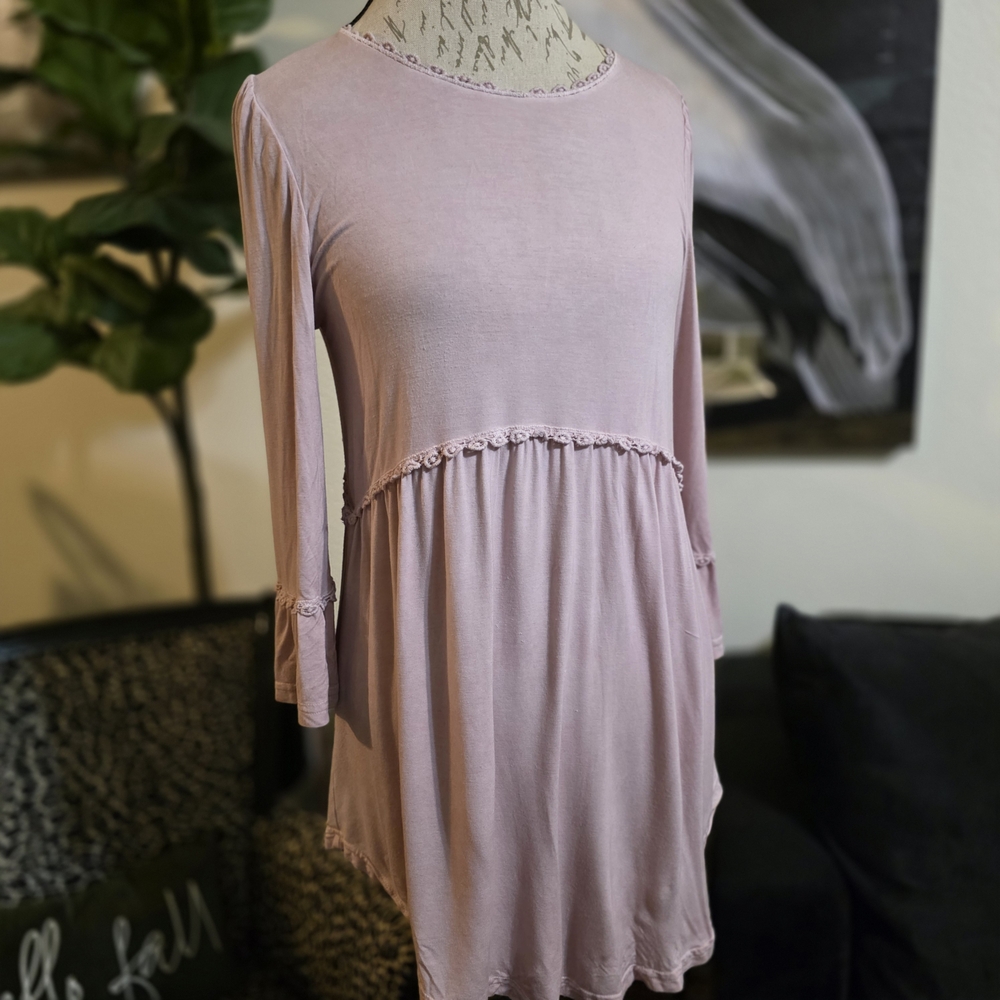POL Dusty Rose Baby Doll Tunic Top